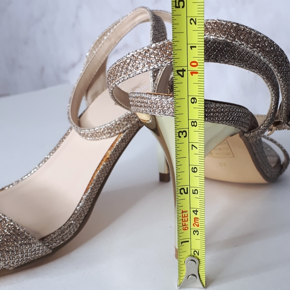 Le Chateau Sparkly Heels Gold Strappy Stiletto 8 - Picture 13 of 13